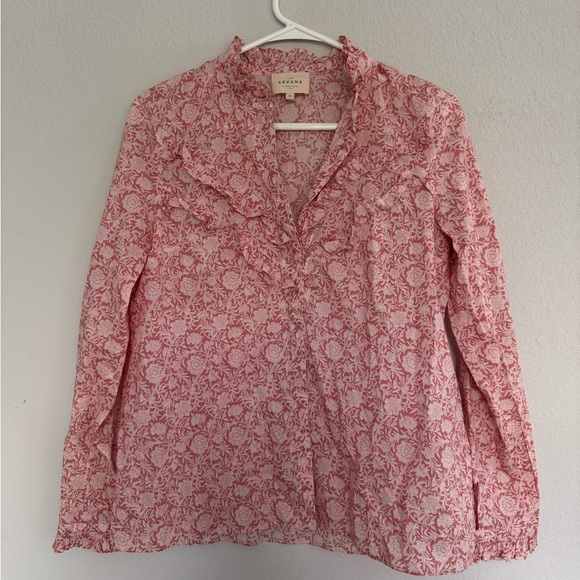Sezane Rozy floral ruffle button front blouse size 36 Smalll - Picture 5 of 8
